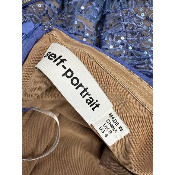 Self-Portrait Blue Strapless Lace Midi Dress US 4 Polyester Blend Cocktail - Picture 13 of 13